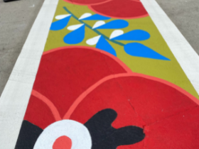 poppies and bluebonnets crosswalk work